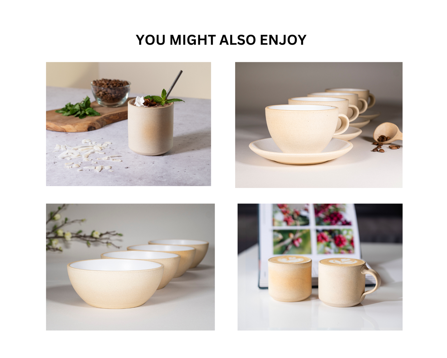 Ceramic Coffee Tea Mug Sandy White 14 oz Stoneware
