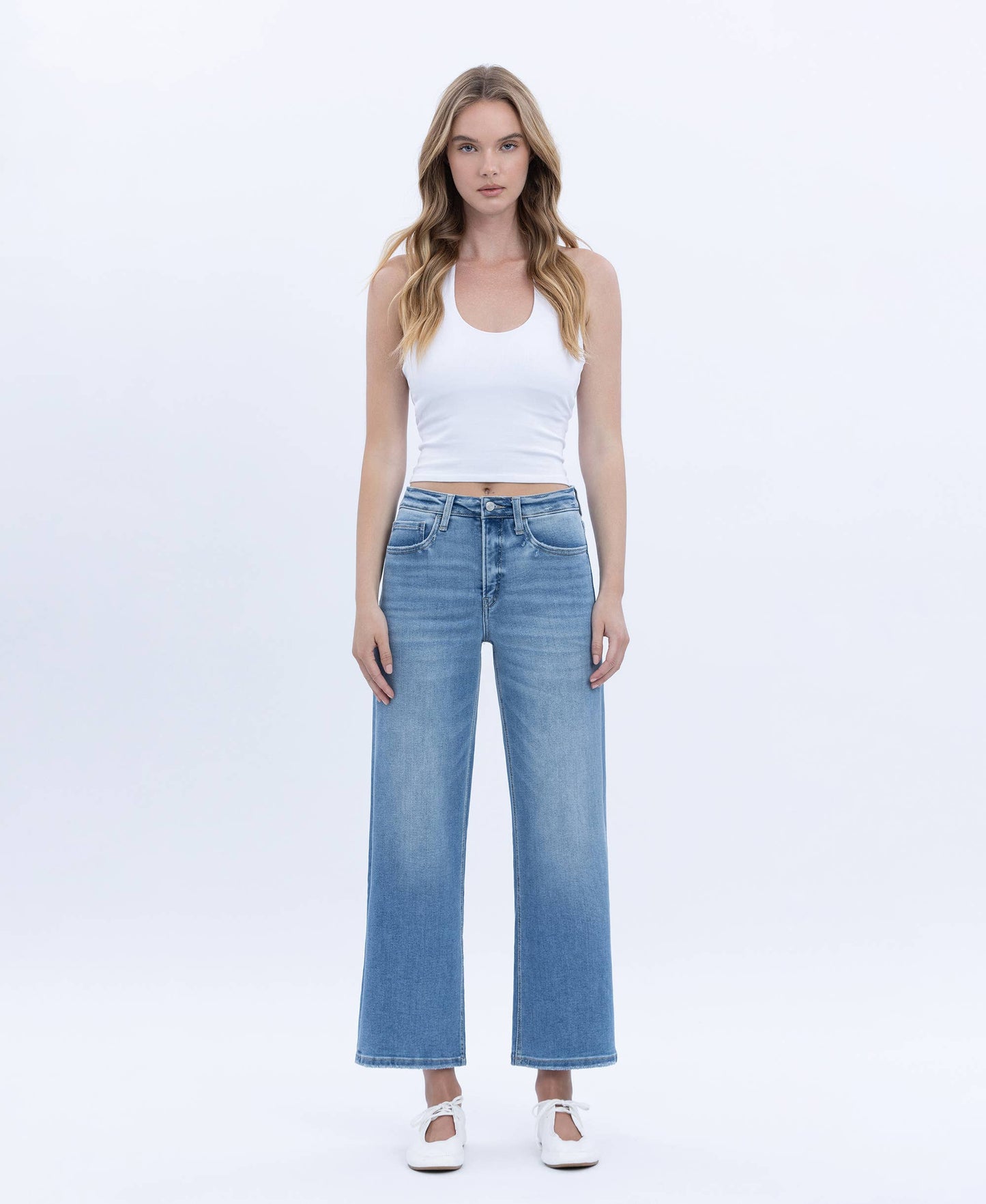 Willa Tummy Control High Rise Crop Wide Jean
