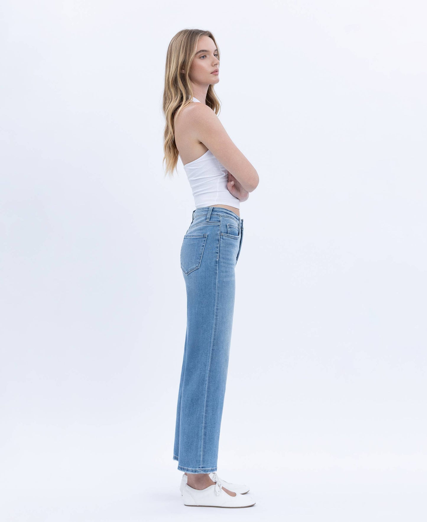 Willa Tummy Control High Rise Crop Wide Jean