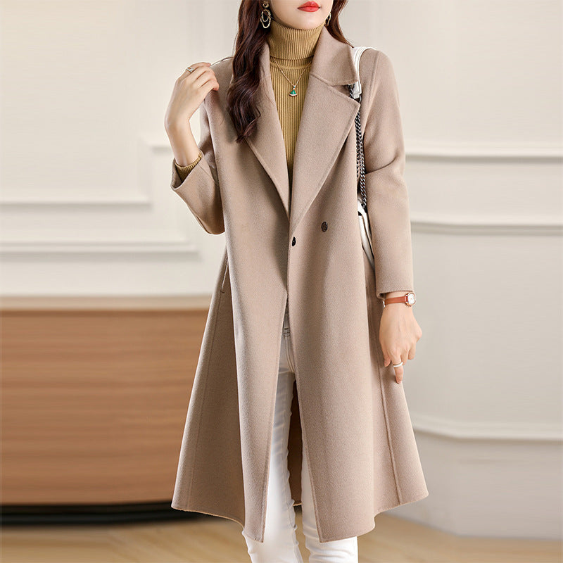 Women's Versatile Waist-cinching Figure-flattering Wool Coat