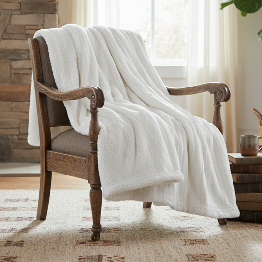 Tache Ivory Sherpa Throw Blanket
