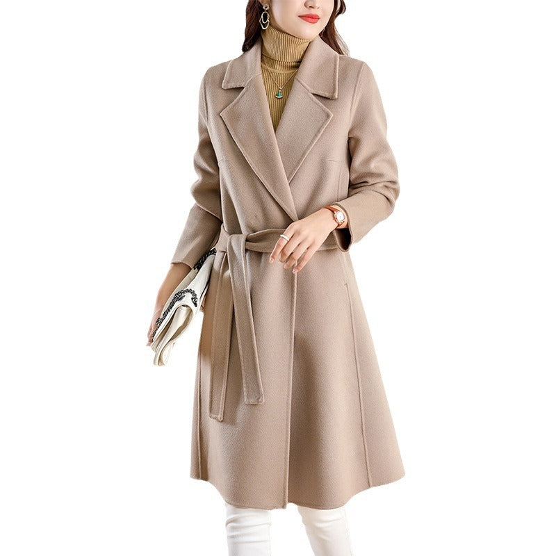Women's Versatile Waist-cinching Figure-flattering Wool Coat