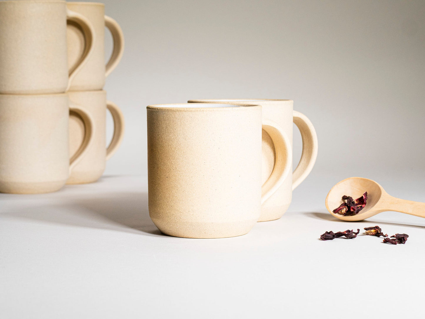 Ceramic Coffee Tea Mug Sandy White 14 oz Stoneware