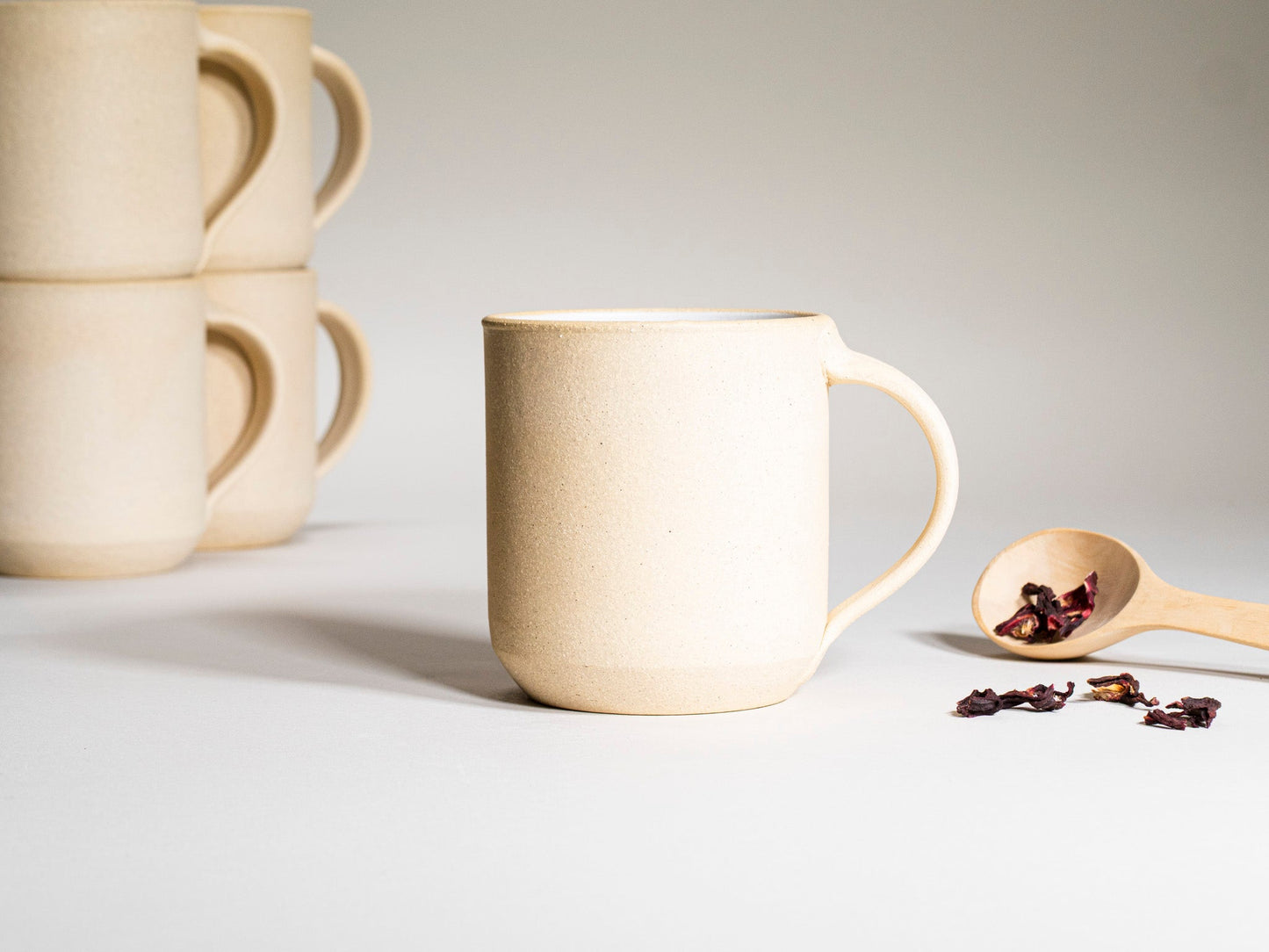 Ceramic Coffee Tea Mug Sandy White 14 oz Stoneware