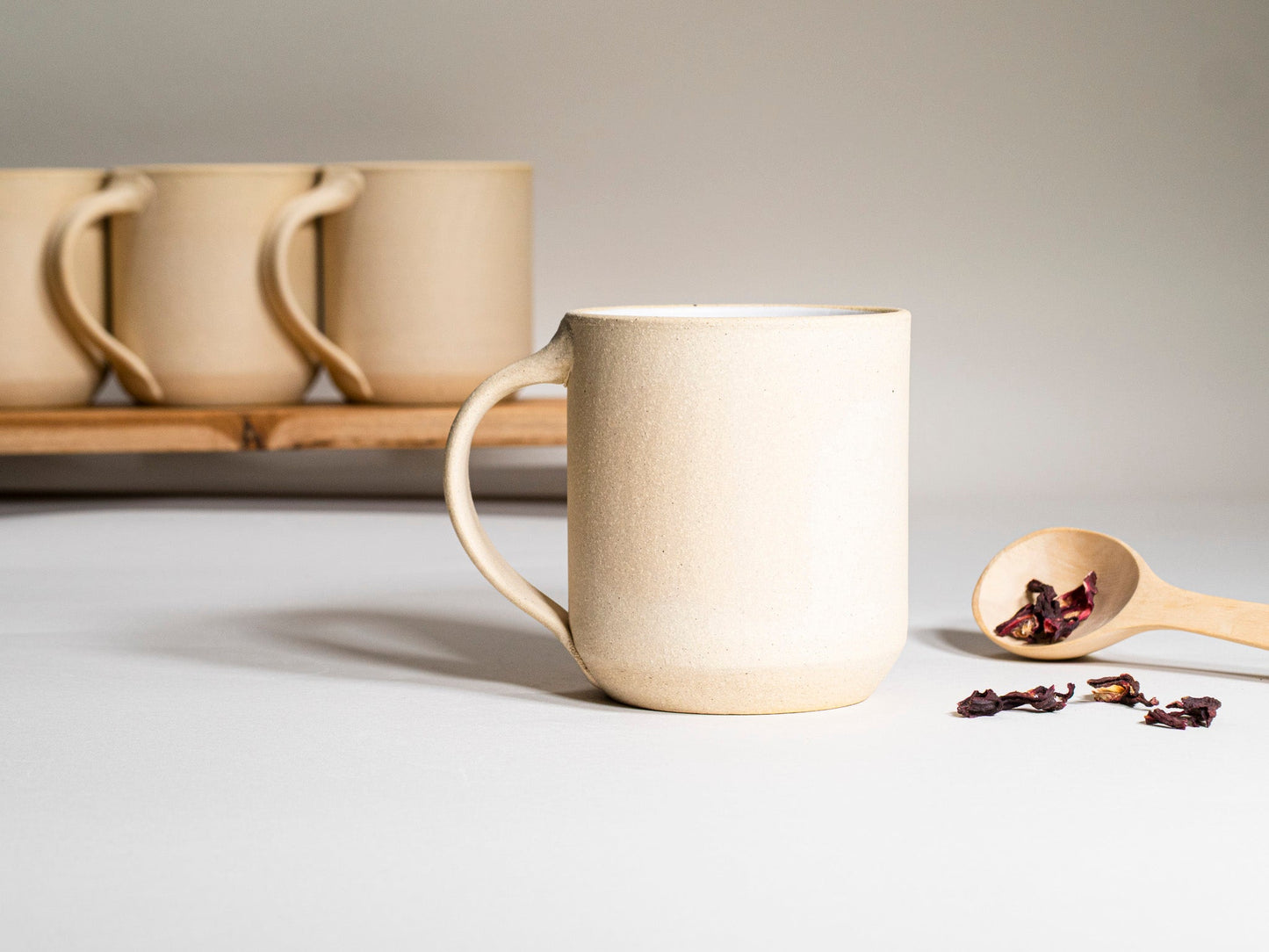 Ceramic Coffee Tea Mug Sandy White 14 oz Stoneware