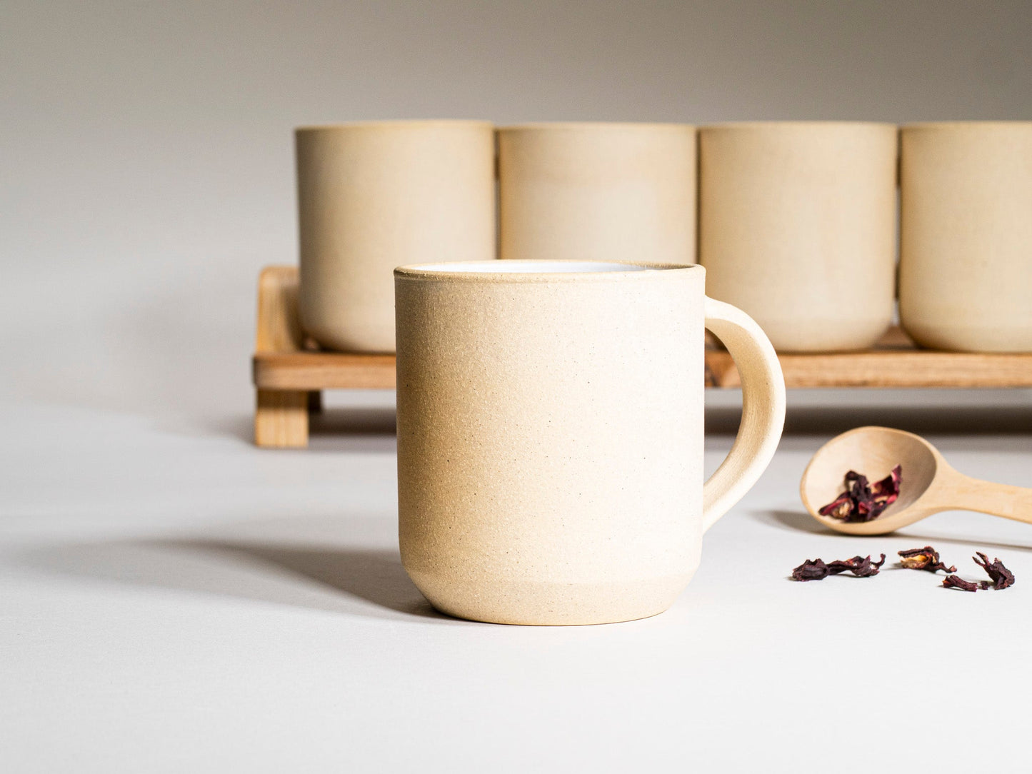 Ceramic Coffee Tea Mug Sandy White 14 oz Stoneware
