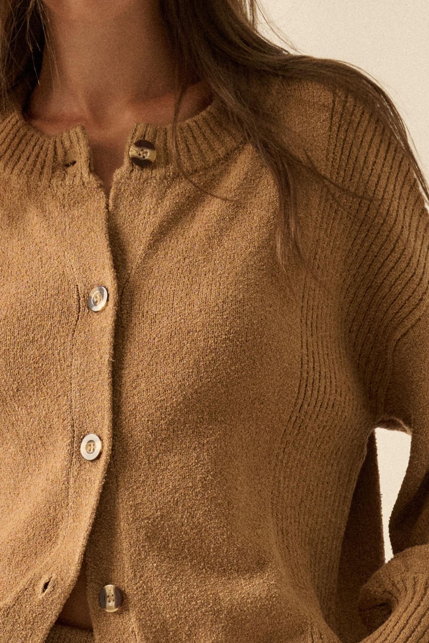 Promise the Label Textured Knit Buttoned Cardigan