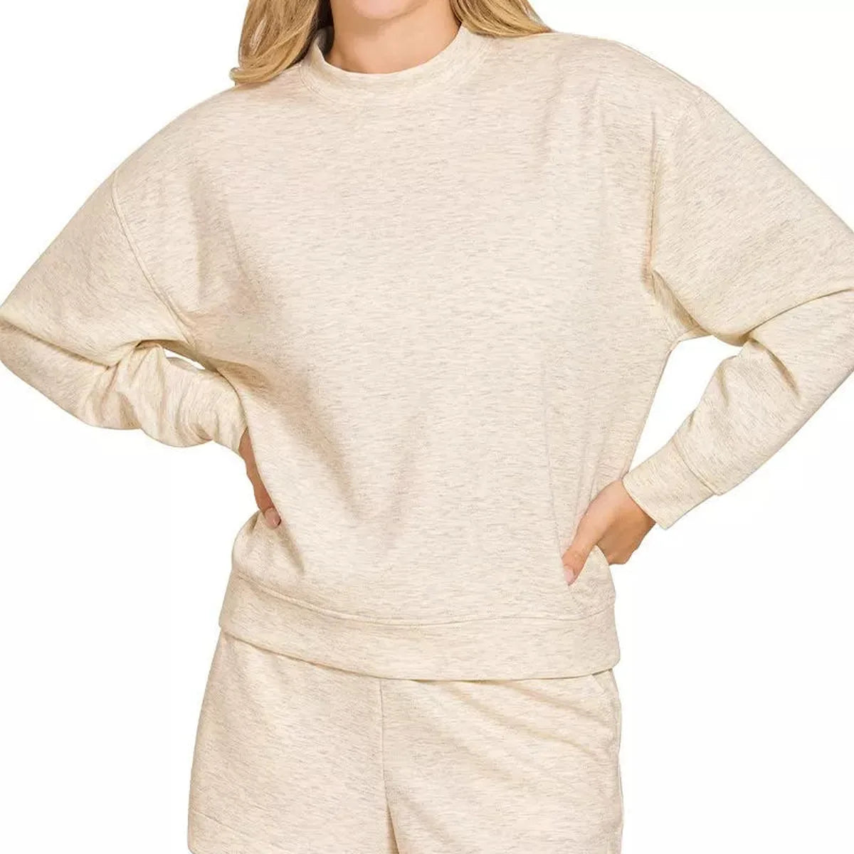 Scuba Long Sleeve Sweatshirt and Shorts Set in H VANILLA