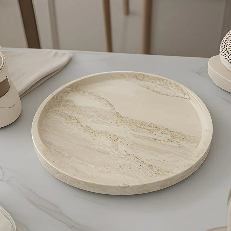 Tray - Natural Yellow Marble Round