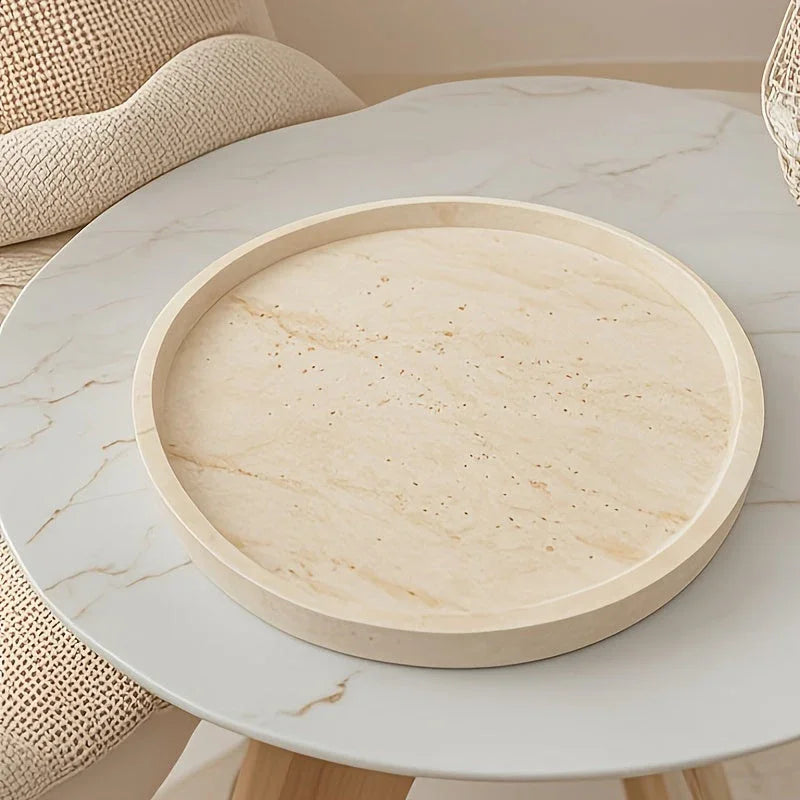 Tray - Natural Yellow Marble Round