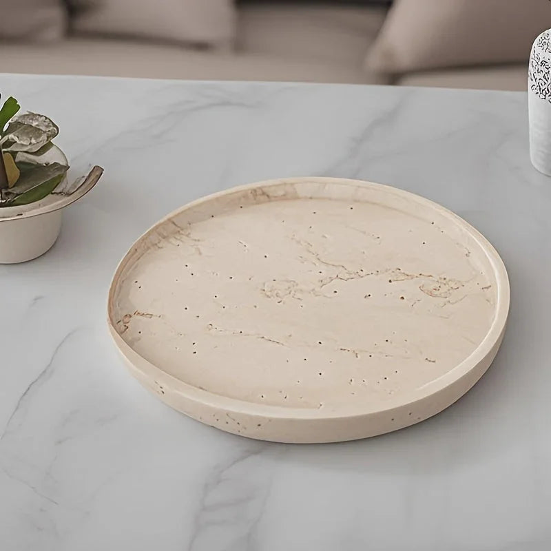 Tray - Natural Yellow Marble Round