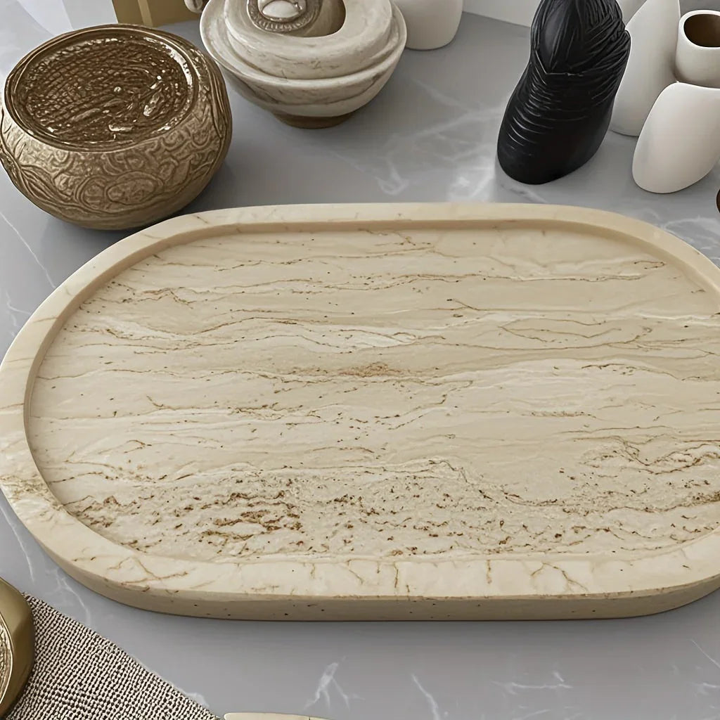 Tray - Natural Yellow Marble Round